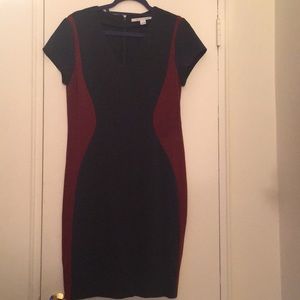 DVF Sheath Dress Navy And Oxblood